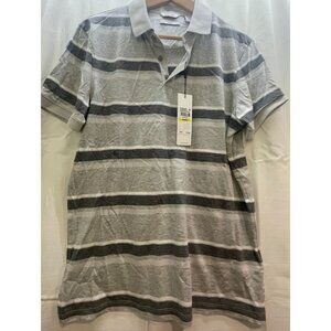 TM7032- Calvin Klein Liquid Touch Polo Slim Fit Gray/White Stripe Men’s Med